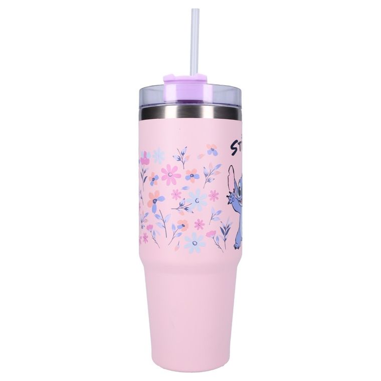 Lilo i Stitch, Bottled Bliss, kubek termiczny ze słomką, różowy, 900 ml