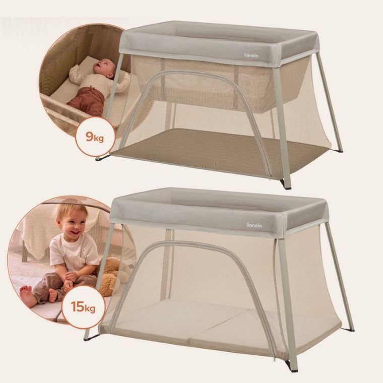 Lionelo, Alice, łóżeczko turystyczne, 3w1, Beige Olive