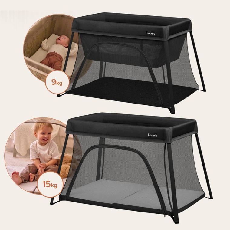 Lionelo, Alice, łóżeczko turystyczne, 3w1, Black