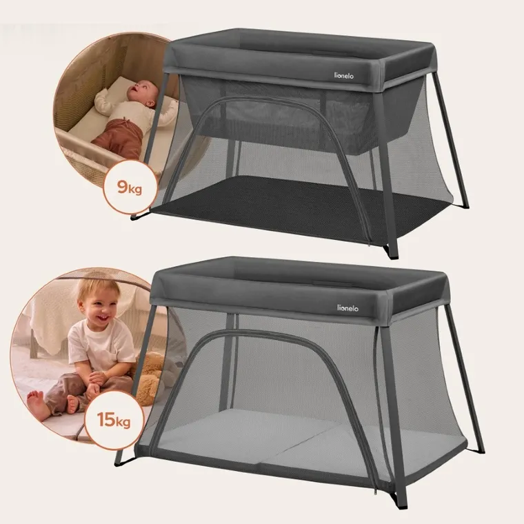 Lionelo, Alice, łóżeczko turystyczne, 3w1, Grey