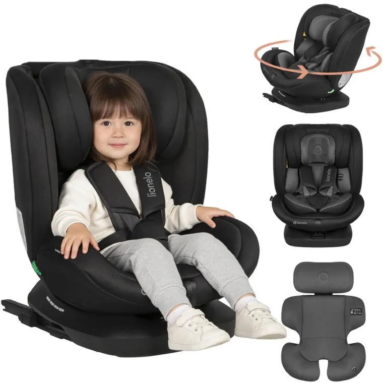 Lionelo, Bastiaan, I-size, fotelik samochodowy, 40-150 cm, Black Grey