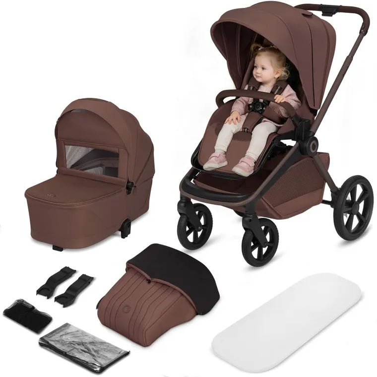 Lionelo, Freya, wózek wielofunkcyjny, składana gondola, 2w1, brown chocolate