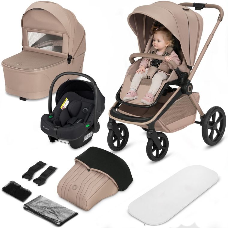 Lionelo, Freya, wózek wielofunkcyjny, składana gondola, 3w1, beige sand
