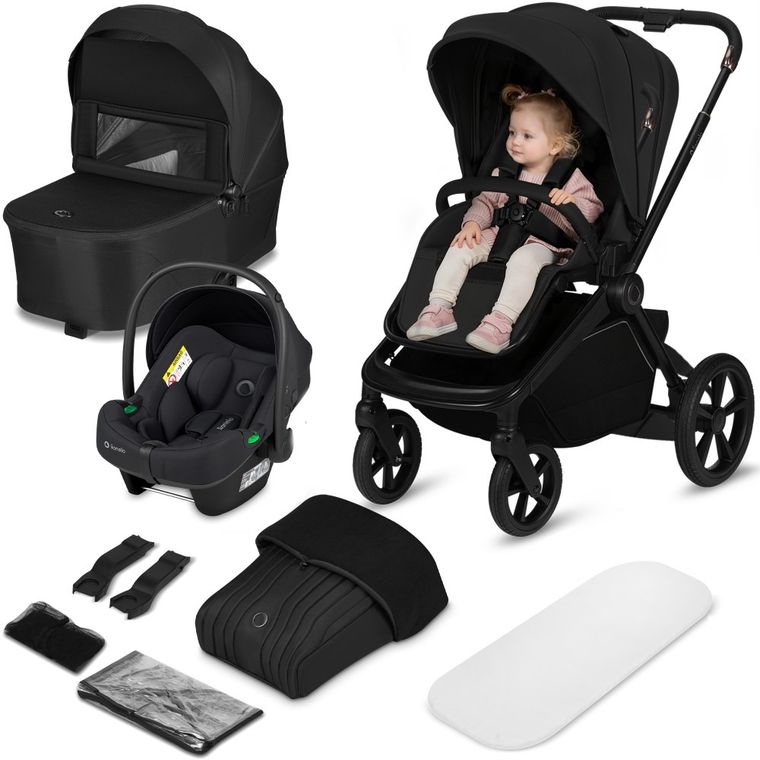 Lionelo, Freya, wózek wielofunkcyjny, składana gondola, 3w1, black onyx