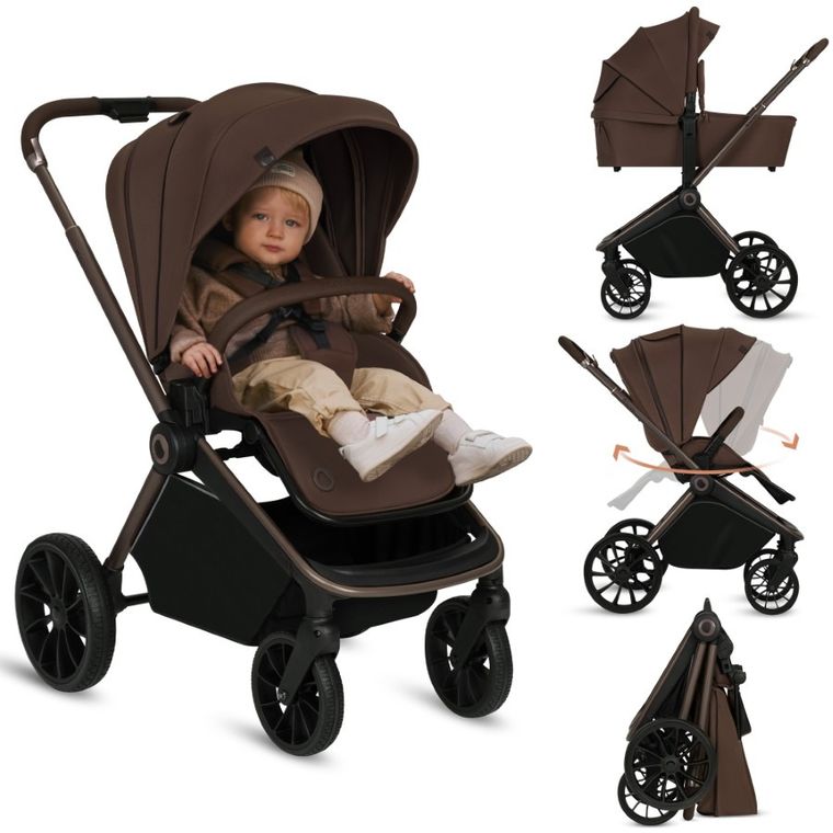 Lionelo, Mika Plus, wózek wielofunkcyjny, 2w1, mocha mousse