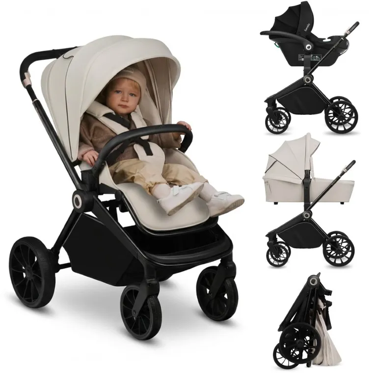 Lionelo, Mika Plus, wózek wielofunkcyjny, 3w1, Beige Sand