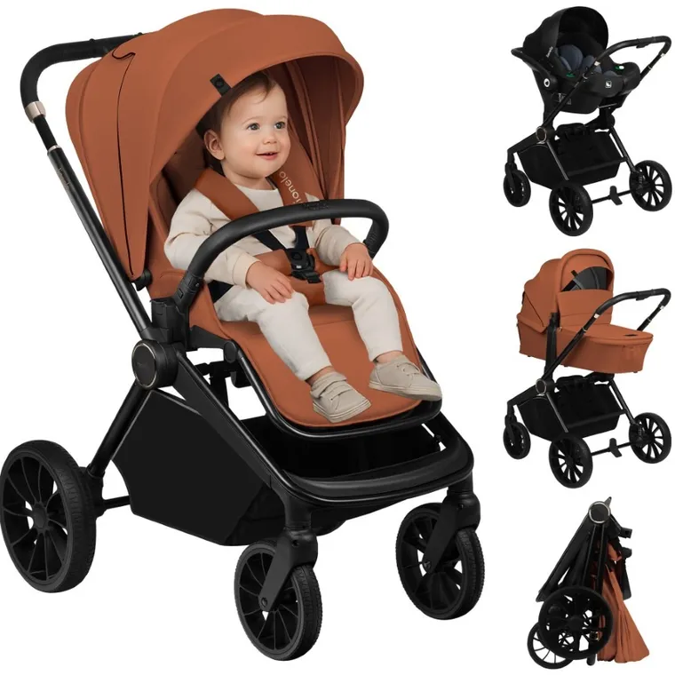 Lionelo, Mika Plus, wózek wielofunkcyjny, 3w1, Brown Rust