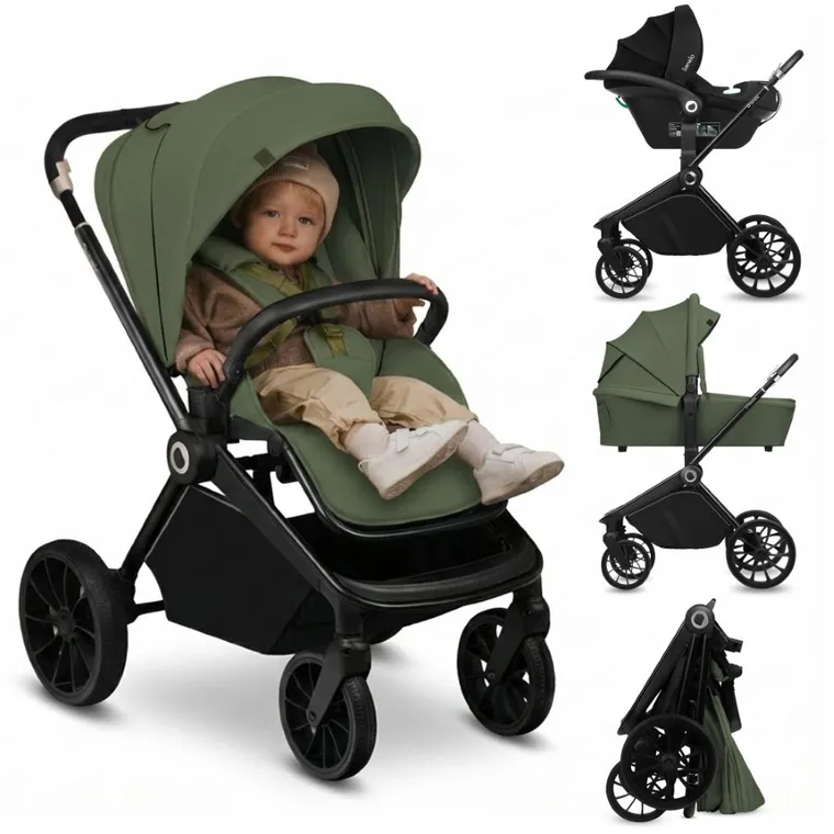 Lionelo, Mika Plus, wózek wielofunkcyjny, 3w1, Green Olive