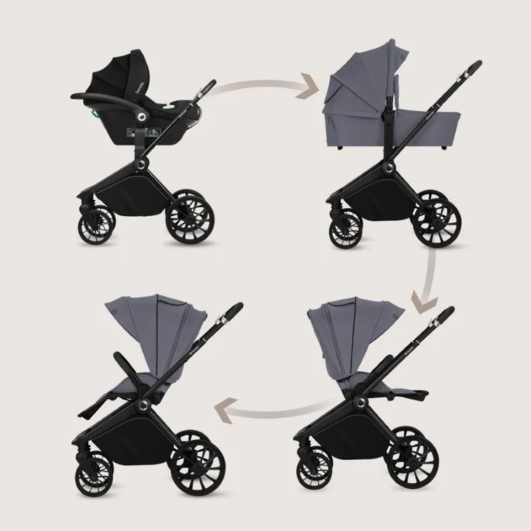 Lionelo, Mika Plus, wózek wielofunkcyjny, 3w1, Grey Stone