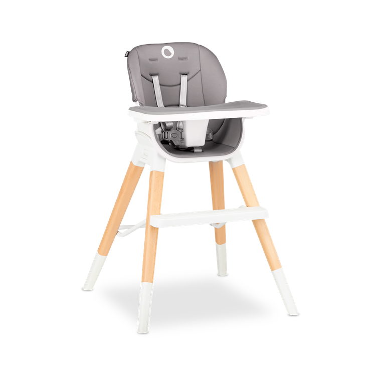 Lionelo, Mona, krzesełko do karmienia, 4w1, drewniane, szare