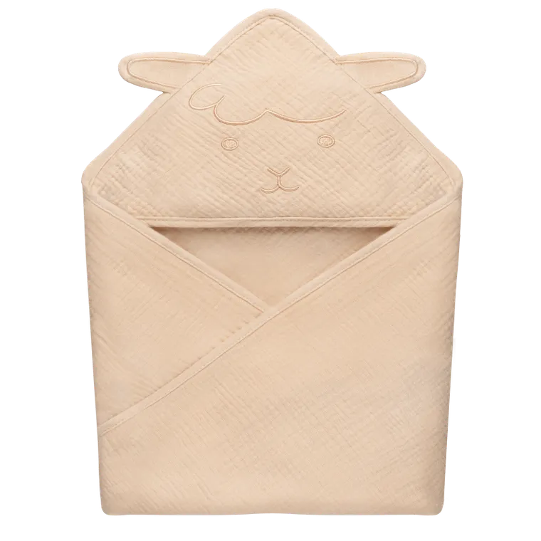 Lionelo, Muslin, okrycie kąpielowe z kapturkiem, Beige Sand