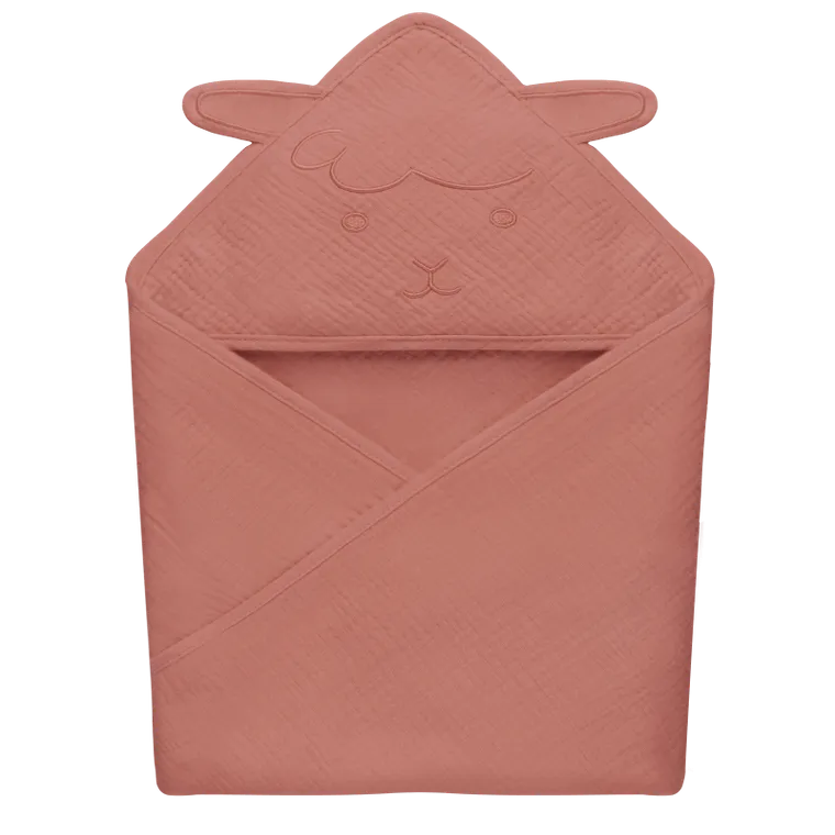 Lionelo, Muslin, okrycie kąpielowe z kapturkiem, Red Coral