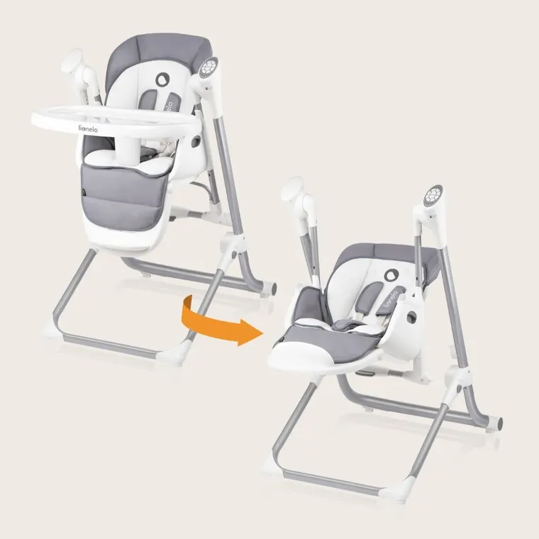 Lionelo, Niles, krzesełko do karmienia, bujaczek, grey