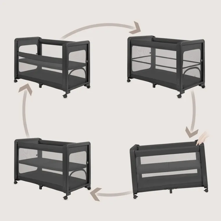 Lionelo, Patty, łóżeczko turystyczne z dostawką, Grey Graphite