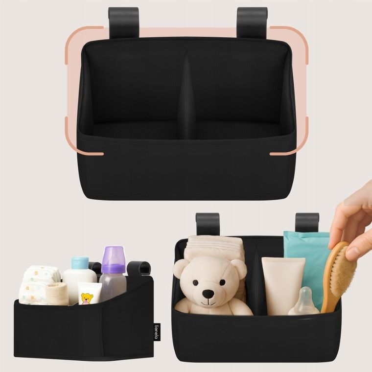 Lionelo, Sidepocket, organizer do łóżeczka, mały, black