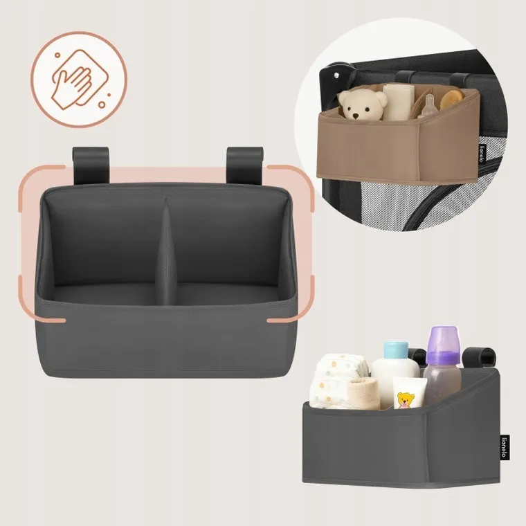 Lionelo, Sidepocket, organizer do łóżeczka, mały, grey