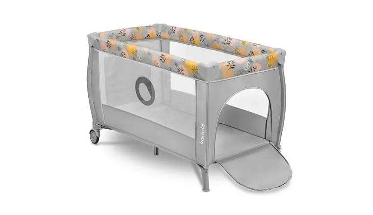 Lionelo, Stefi Plus, łóżeczko turystyczne, dwupoziomowe, składane, Pink Yellow