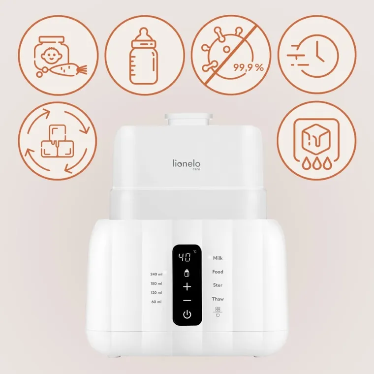 Lionelo, Thermup Double, podgrzewacz do butelek, sterylizator, white