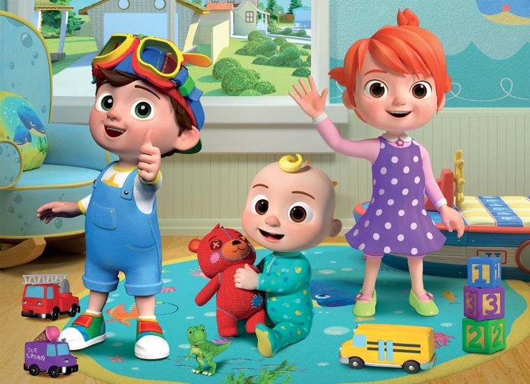 Lisciani, CoComelon, Urocze przytulaski, dwustronne puzzle podłogowe, 60 elementów