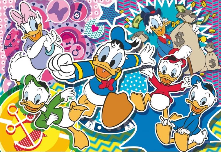 Lisciani, Disney, Kaczor Donald, dwustronne puzzle podłogowe, 108 elementów