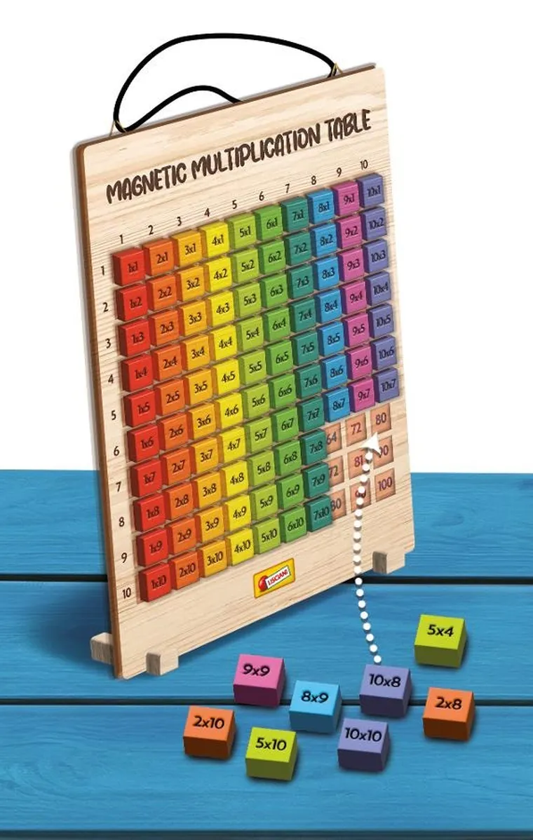 Lisciani, I'm a Genius, magnetyczna tabliczka mnożenia, drewniana