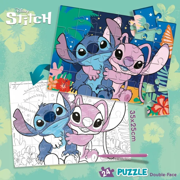 Lisciani, Lilo i Stitch, puzzle dwustronne, 24 elementy