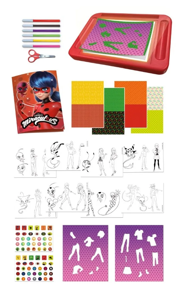 Lisciani, Miraculous: Biedronka i Czarny Kot, szkoła rysowania z tablicą LED