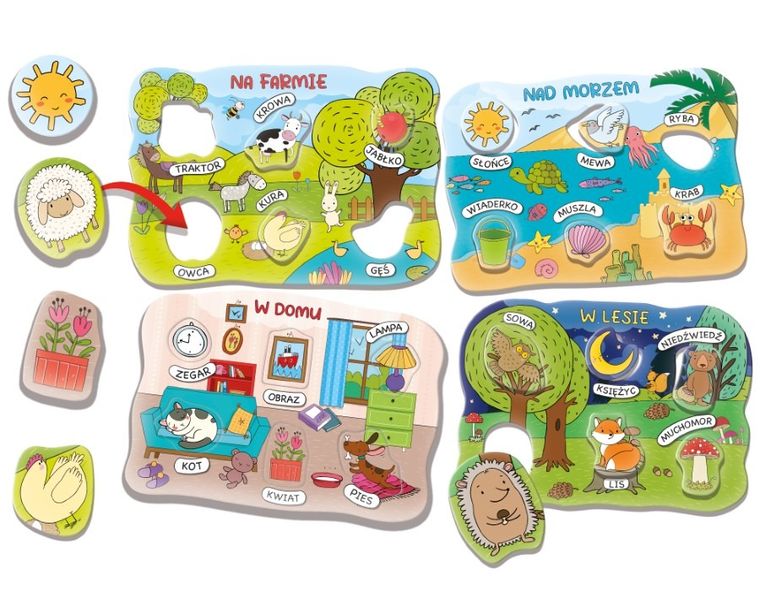 Lisciani, Montessori, loteryjka ze słówkami, gra edukacyjna