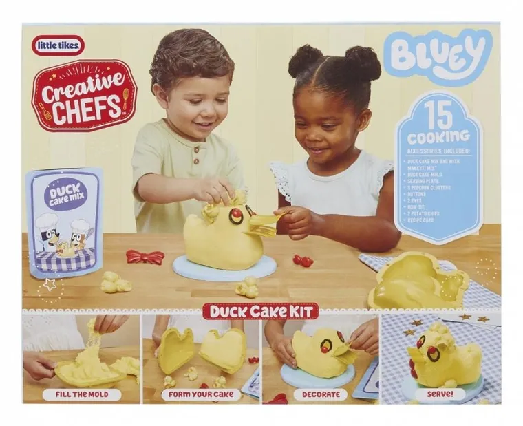 Little Tikes, Creative Chefs, Bluey, Duck Cake Kit, zestaw do pieczenia ciasta z masą plastyczną
