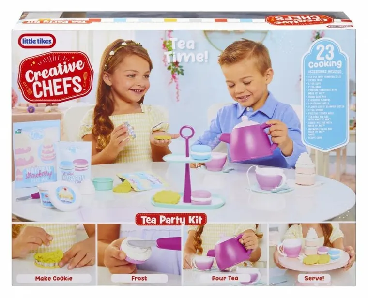 Little Tikes, Creative Chefs, Tea Party Kit, zestaw naczyń do herbaty z piaskiem kinetycznym