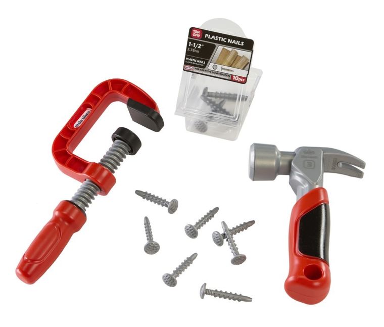 Little Tikes, Creative Construction, Hammer Nail Set, zestaw narzędzi z młotkiem, piłą i gwoździami