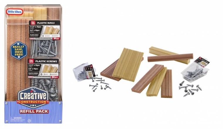 Little Tikes, Creative Construction, Wood Nails and Screw Bundle, zestaw uzupełniający, deski i śrubki