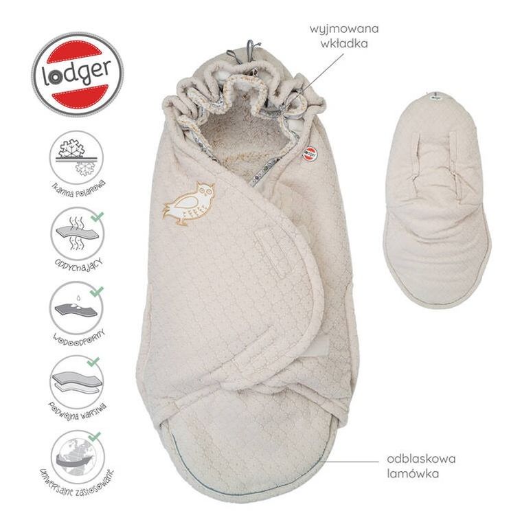 Lodger, Fleece, Birch, zimowy śpiworek do wózka, polarowy, beżowy