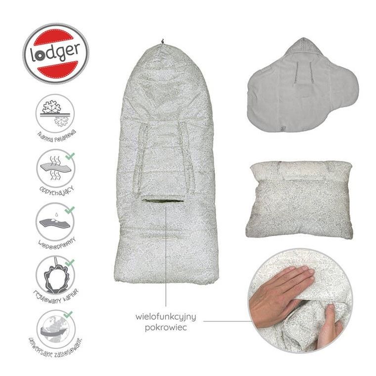 Lodger, Folklore Taslon Drizzle, wielofunkcyjny otulacz z polarem, wodoodporny, szary