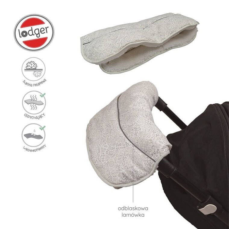 Lodger, Taslon, Drizzle, mufka do wózka, wodoodporna, szary