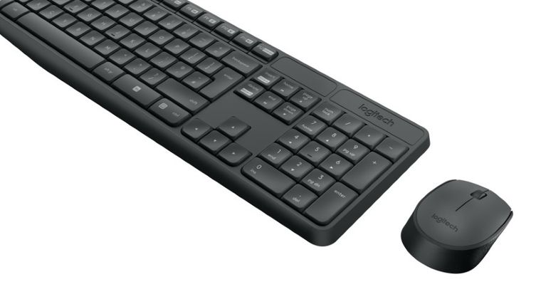 Logitech, zestaw, klawiatura membranowa, mysz optyczna, MK235, 920-007931, USB 3.0, szary