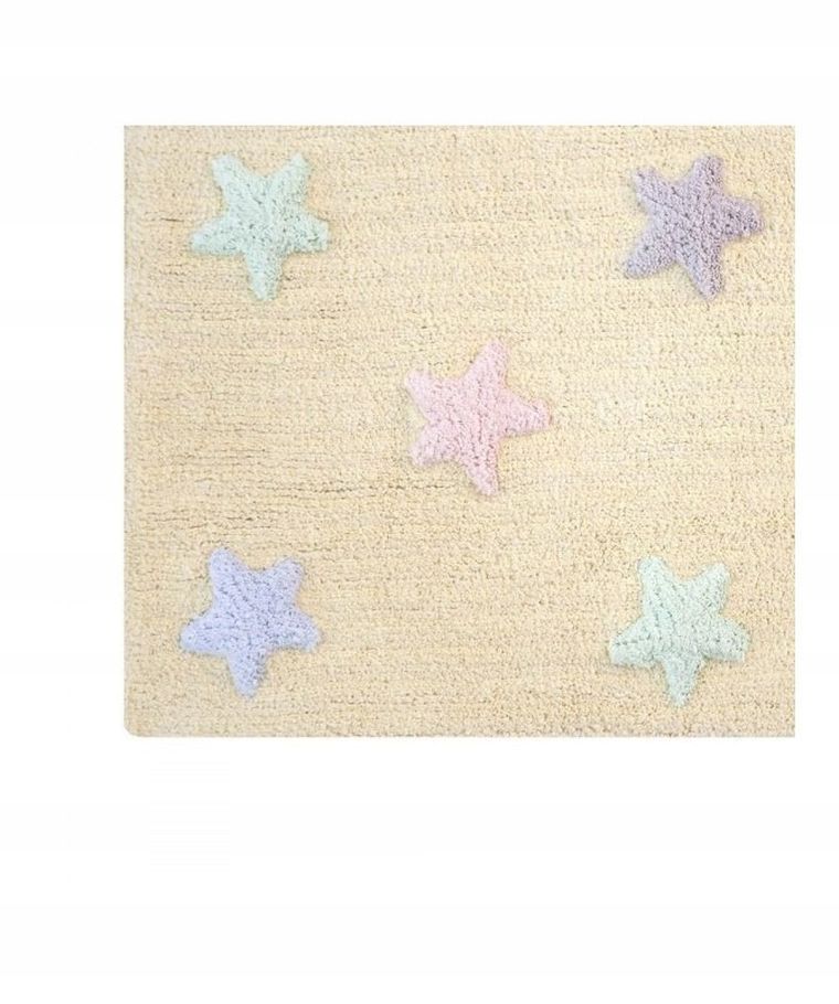 Lorena Canals, dywan bawełniany Tricolor Star waniliowy120-160cm