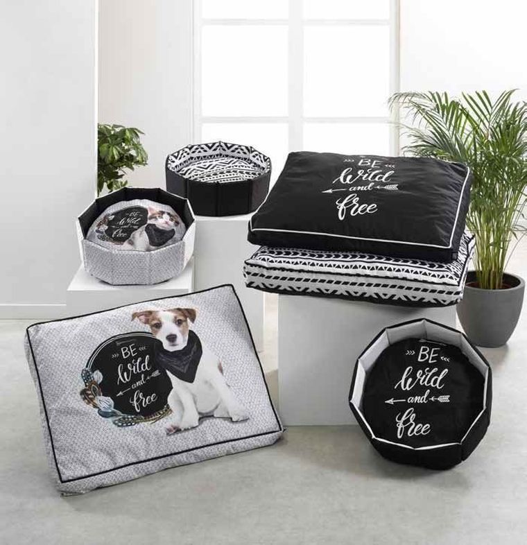 Love Story, legowisko dla psa, i kota, z wyjmowaną poduszką, Wild, Ø 48 cm, czarno-białe