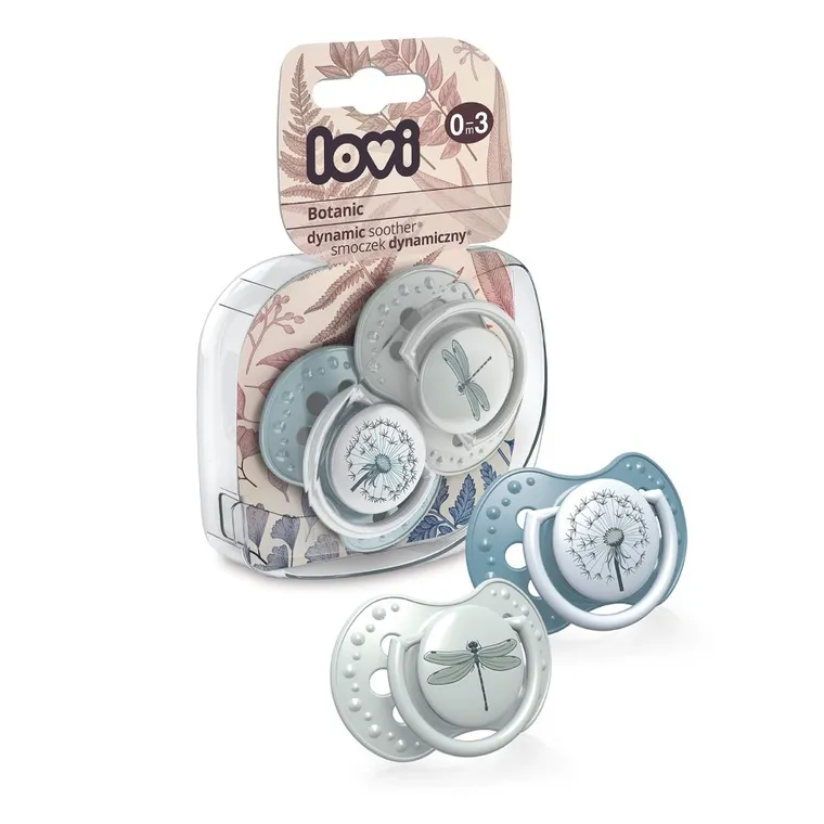 Lovi, Botanic Boy, smoczek silikonowy, dynamiczny, 0-3m, 2 szt.