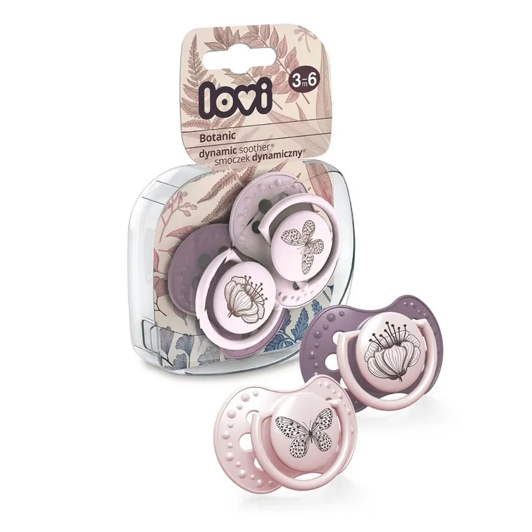 Lovi, Botanic Girl, smoczek silikonowy, dynamiczny, 3-6m, 2 szt.