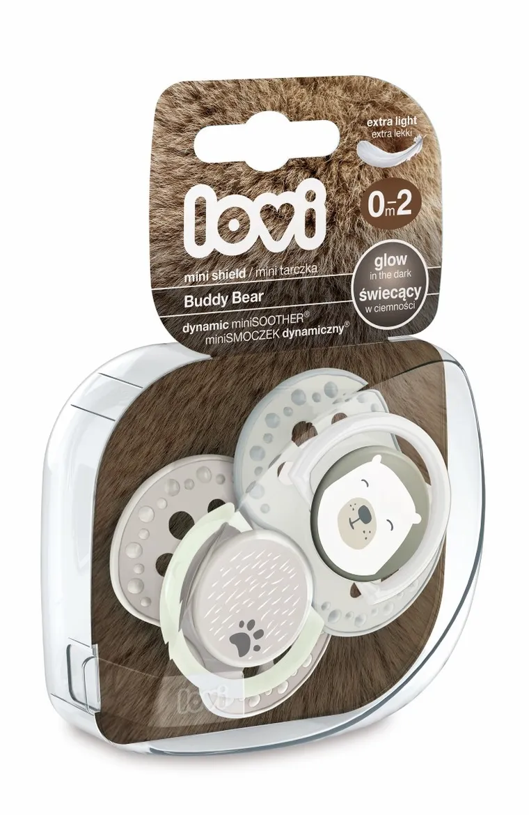 Lovi, Buddy Bear, smoczek dynamiczny, uspokajający, silikonowy, 0-2m, 2 szt.