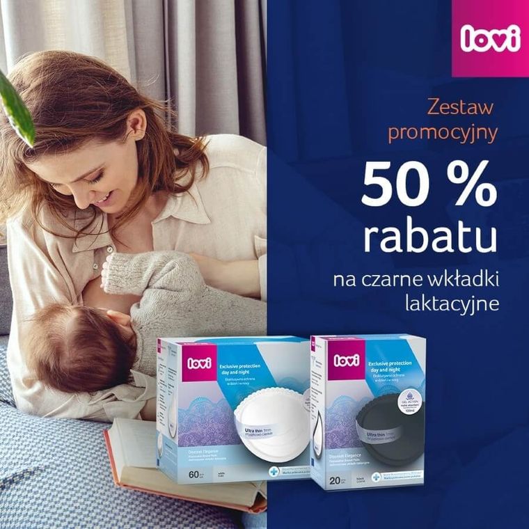 Lovi, Discreet Elegance, jednorazowe wkładki laktacyjne, białe, 60 szt. + czarne, 20 szt.