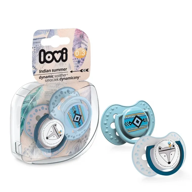 Lovi, Indian Summer Boy, silikonowy smoczek uspokajający, dynamiczny, 0-3m, 2 szt.