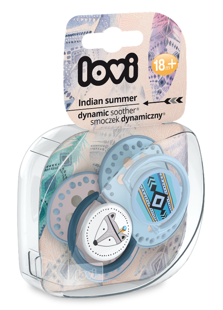 Lovi, Indian Summer Boy, silikonowy smoczek uspokajający, dynamiczny, 18m+, 2 szt.