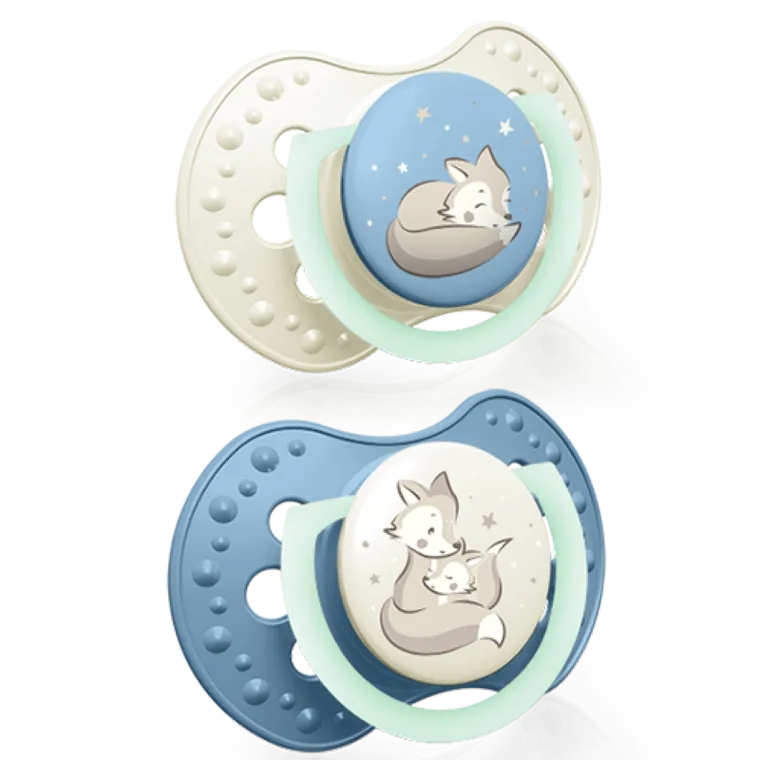 Lovi, Night&Day, smoczek silikonowy, dynamiczny, 6-18m, niebieski, 2 szt.