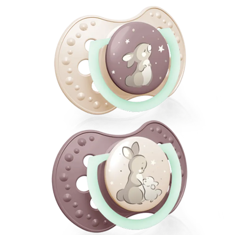 Lovi, Night&Day, smoczek silikonowy, dynamiczny, 6-18m, różowy, 2 szt.