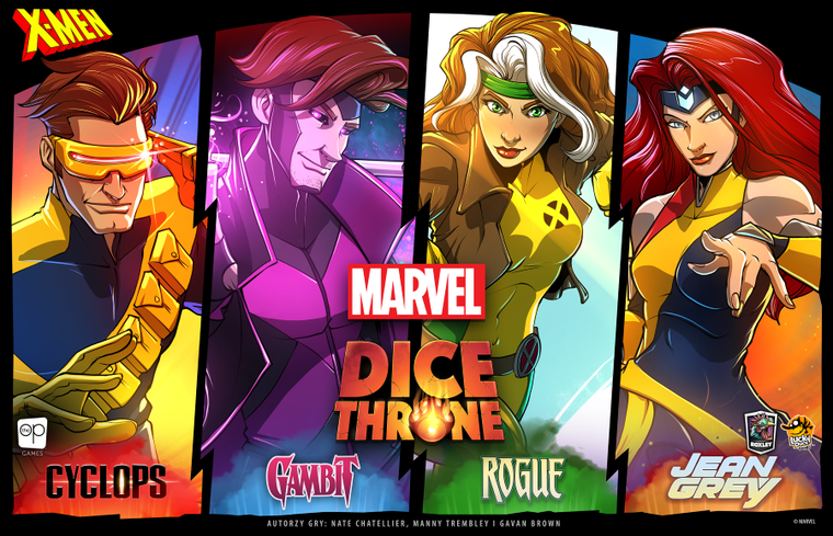 Lucky Duck Games, Marvel X-Men, Dice Throne: Cyclops, Gambit, Rogue, Jean Grey, gra strategiczna