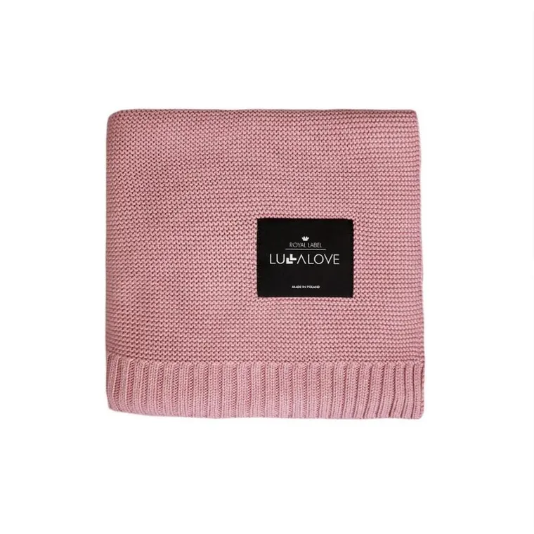 LullaLove, całoroczny koc bambusowo-bawełniany, skandynawski splot, piwonia, 120-100 cm