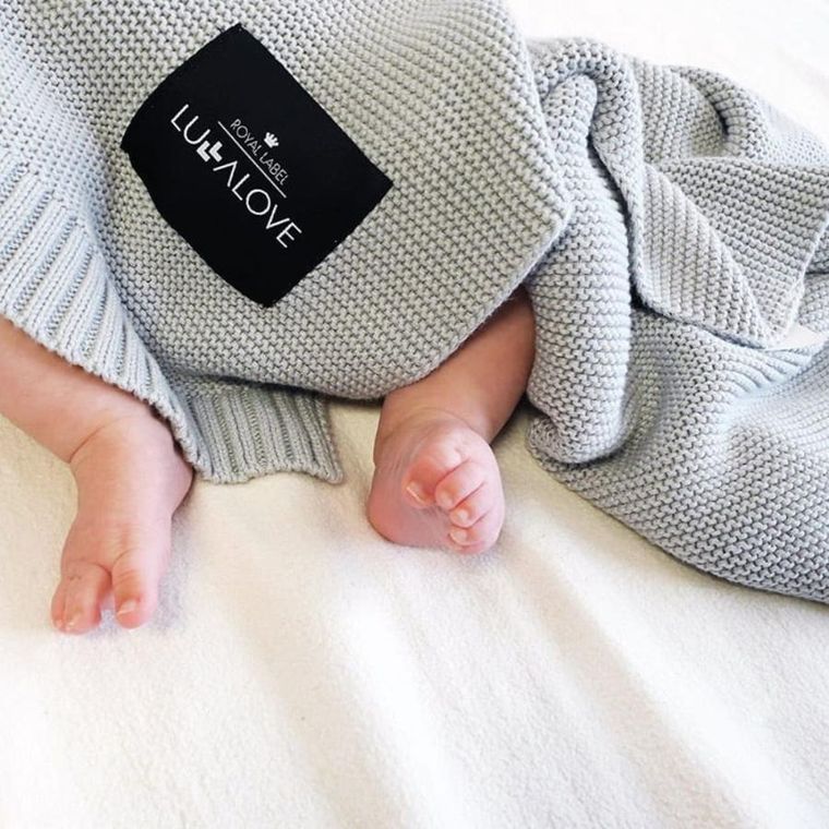 LullaLove, kocyk bambusowy, całoroczny, skandynawski splot, glamour gray, 80-100 cm