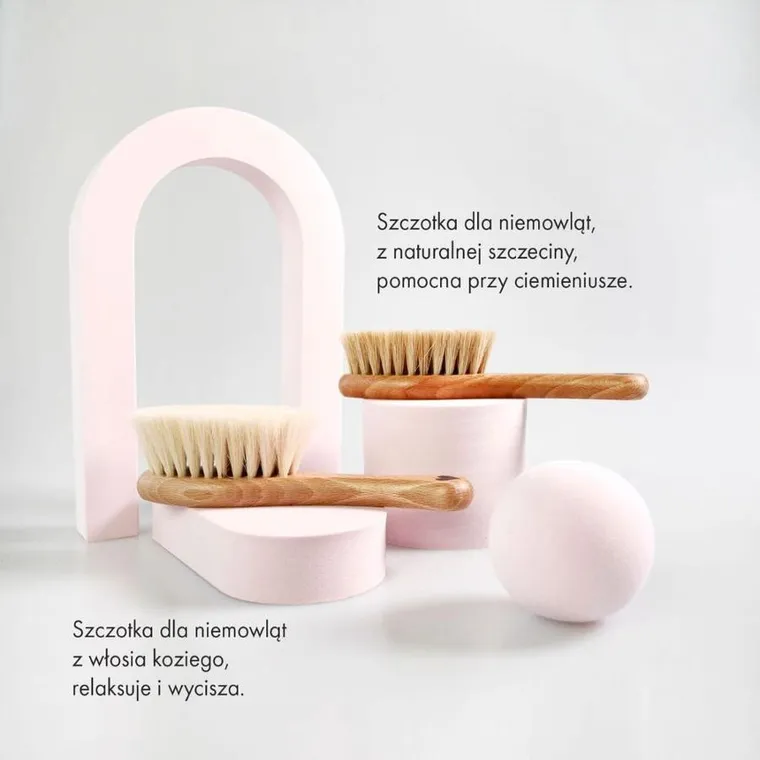 Lullalove, zestaw szczotek dla niemowląt na ciemieniuchę, naturalne włosie